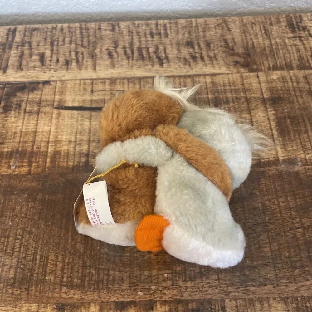 Vintage Kamar Owl Pair Hugging Plush Fall Small Stuffed Animals Brown & Gray Tag